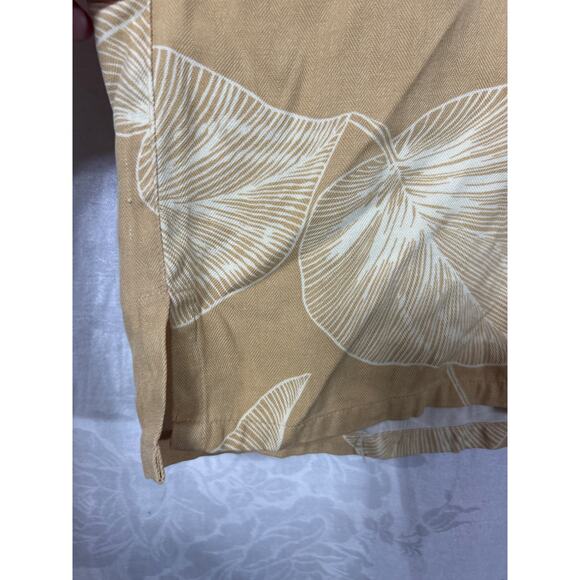 Paradise by Axis Button Up 1X BIG 100% Silk Yellow Palm Print Hawaiian Tropical - Picture 2 of 9